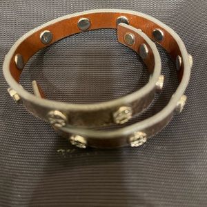 TORY BURCH Wrap Leather Silver Bracelet in great shape.